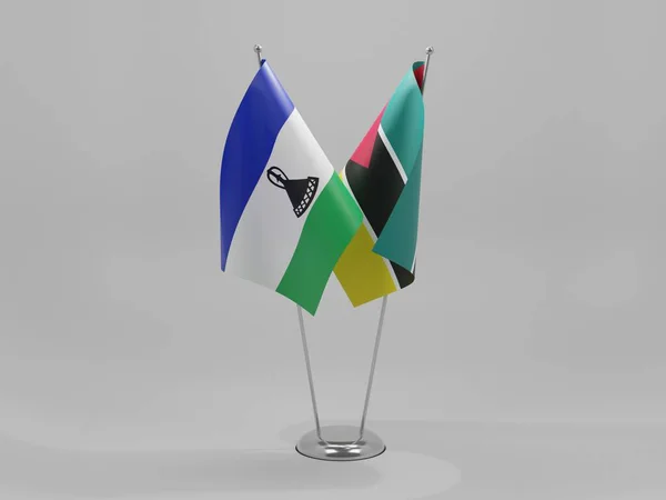 Mozambik Lesotho Flagi Współpracy Białe Tło Render — Zdjęcie stockowe