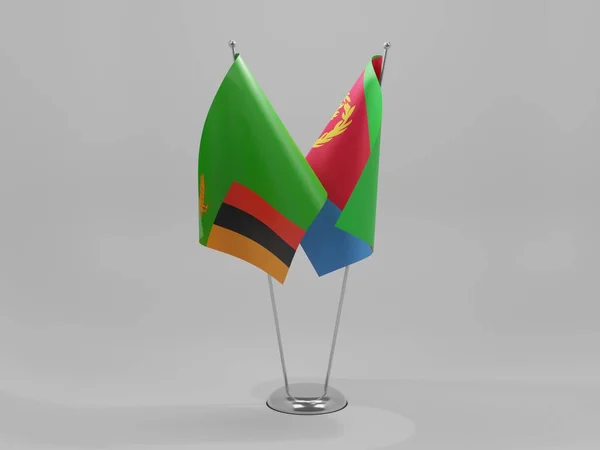 Eritrea Zambia Cooperation Flags White Background Render — Stock Photo, Image