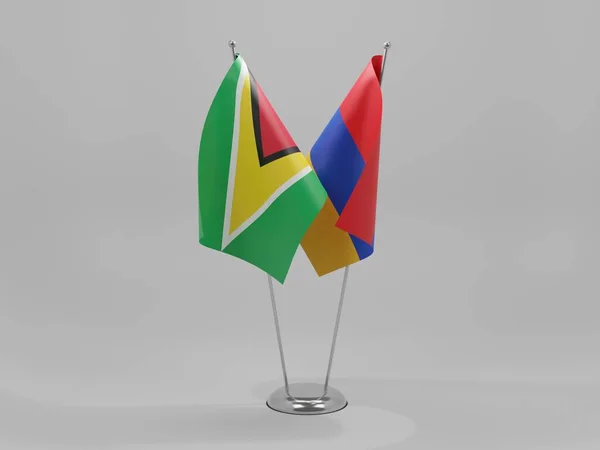 Armenia Guyana Cooperation Flags White Background Render — стокове фото