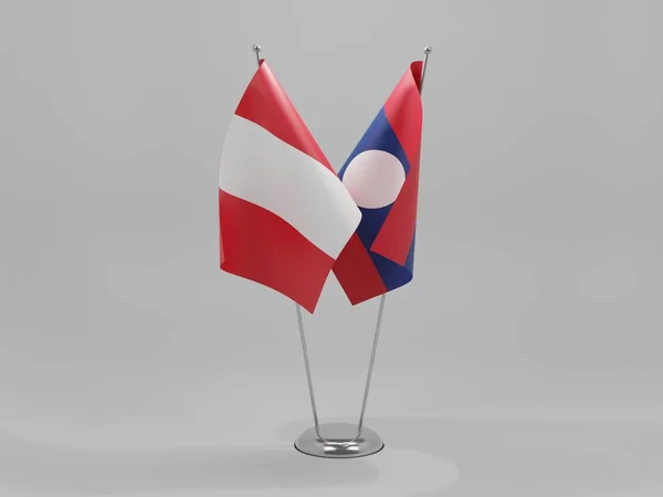Laos Peru Flagi Współpracy Białe Tło Render — Zdjęcie stockowe