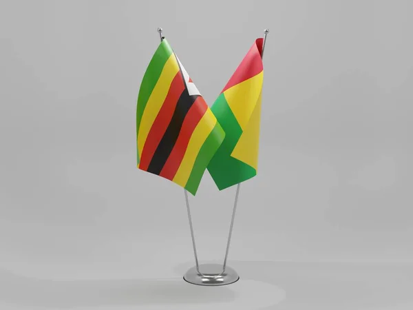 Guinea Bissau Banderas Cooperación Zimbabue Fondo Blanco Render —  Fotos de Stock