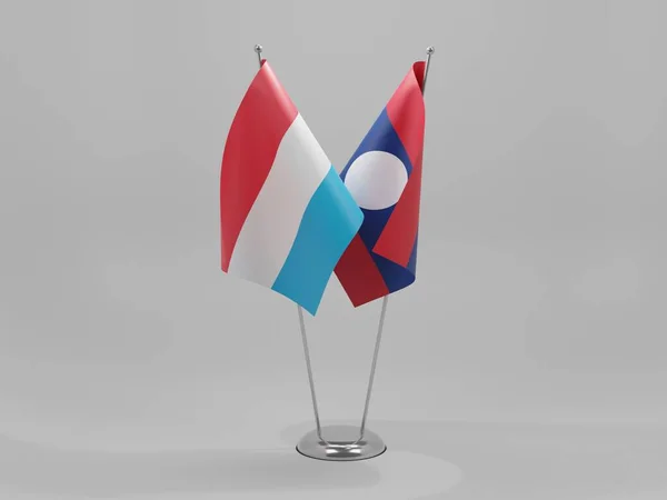 Λάος Λουξεμβούργο Σημαίες Συνεργασίας Λευκό Φόντο Render — Φωτογραφία Αρχείου