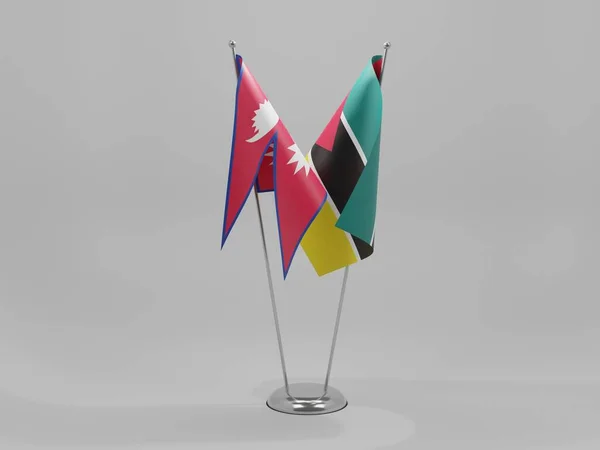 Mozambique Banderas Cooperación Nepal Fondo Blanco Render — Foto de Stock