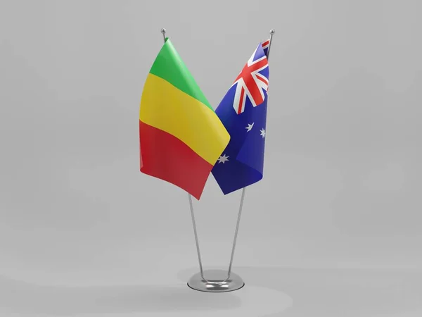 Αυστραλία Mali Cooperation Flags Λευκό Φόντο Render — Φωτογραφία Αρχείου