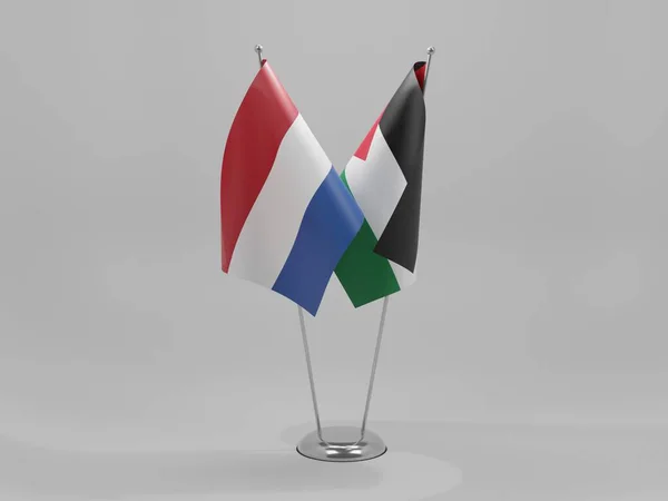 Palestine Pays Bas Drapeaux Coopération Fond Blanc Render — Photo
