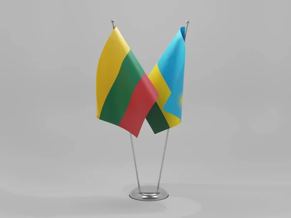 Rwanda Lituanie Drapeaux Coopération Fond Blanc Render — Photo