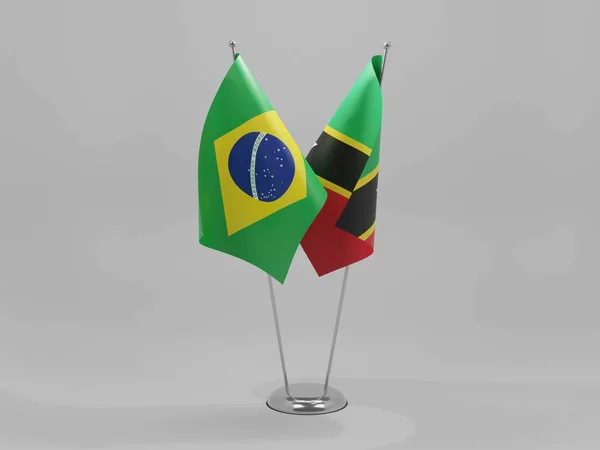 Saint Kitts Nevis Brazil Cooperation Flags White Background Render — Stock Photo, Image