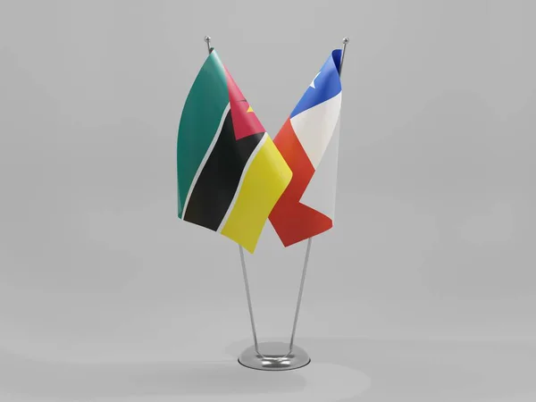 Chile Banderas Cooperación Mozambique Fondo Blanco Render —  Fotos de Stock