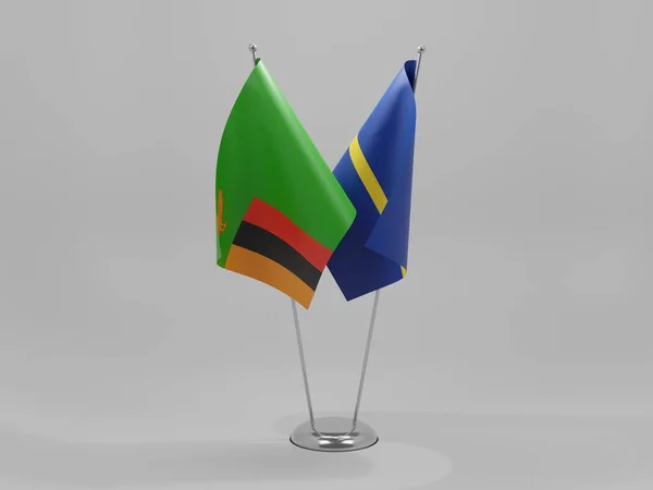 Nauru Zambia Banderas Cooperación Fondo Blanco Render —  Fotos de Stock