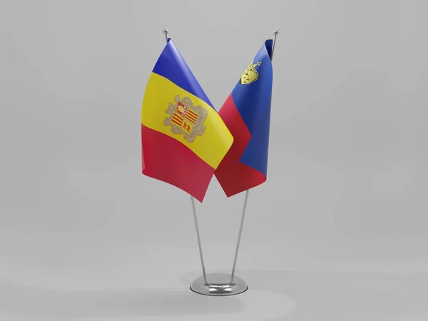 Liechtenstein Andorra Banderas Cooperación Fondo Blanco Render — Foto de Stock