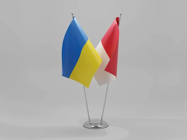 Monaco Ukraine Cooperation Flags White Background Render — стокове фото
