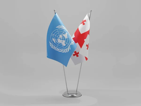 Gürcistan Birleşmiş Milletler Şbirliği Bayrakları Beyaz Arkaplan Render — Stok fotoğraf