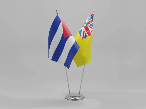 Niue Cuba Bandeiras Cooperação Fundo Branco Render — Fotografia de Stock