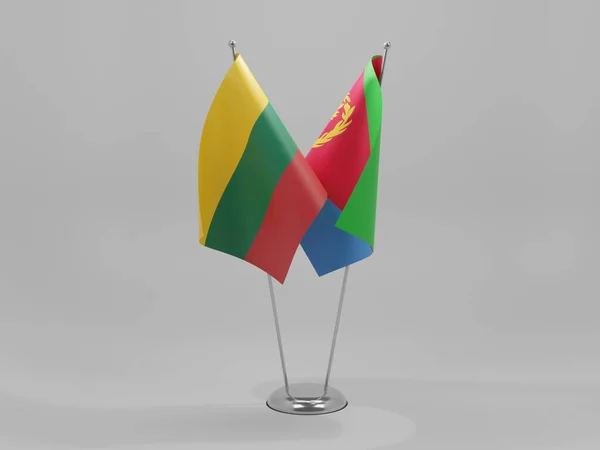 Eritrea Banderas Cooperación Lituania Fondo Blanco Render — Foto de Stock