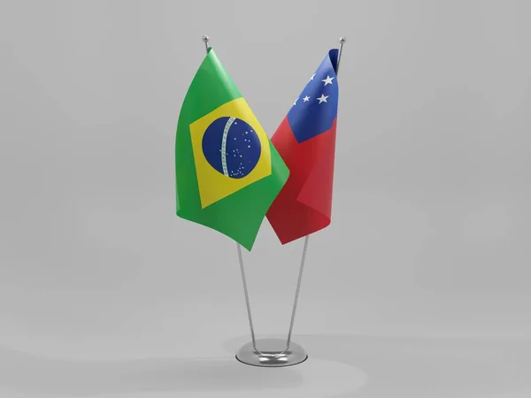 Samoa Brazil Cooperation Flags White Background Render — 스톡 사진