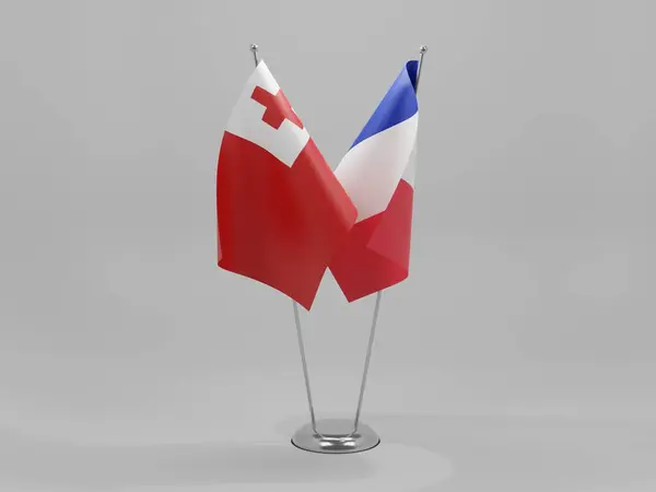 Francia Tonga Banderas Cooperación Fondo Blanco Render —  Fotos de Stock