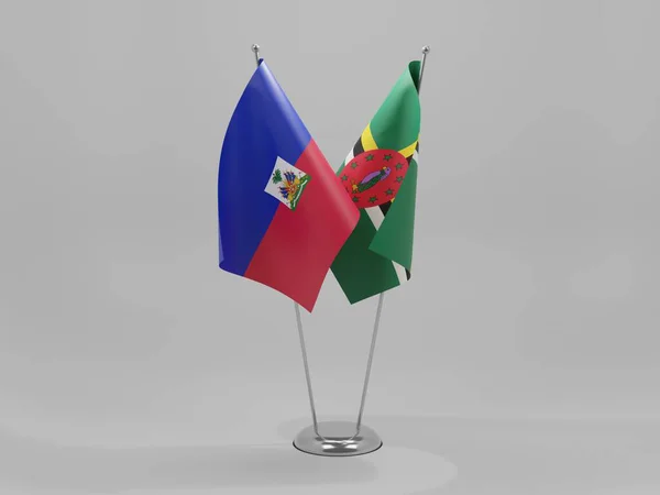 Dominica Banderas Cooperación Haití Fondo Blanco Render — Foto de Stock
