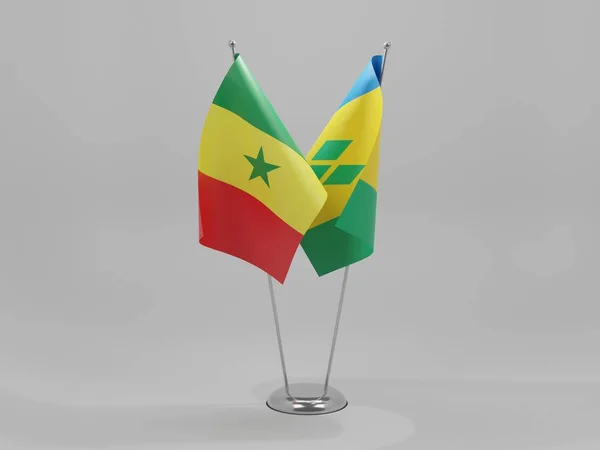 Saint Vincent Grenadyny Flagi Współpracy Senegalu Białe Tło Render — Zdjęcie stockowe