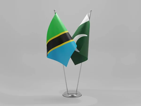 Pakistan Tanzanya Şbirliği Bayrakları Beyaz Arkaplan Render — Stok fotoğraf