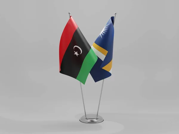 Νήσοι Μάρσαλ Σημαίες Συνεργασίας Λιβύης Λευκό Φόντο Render — Φωτογραφία Αρχείου