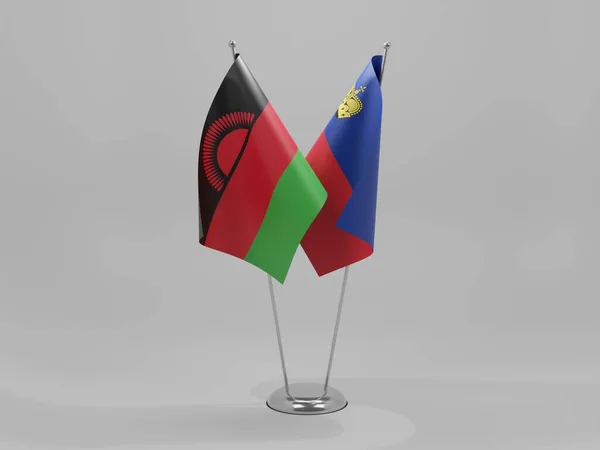 Σημαίες Συνεργασίας Λιχτενστάιν Μαλάουι Λευκό Φόντο Render — Φωτογραφία Αρχείου