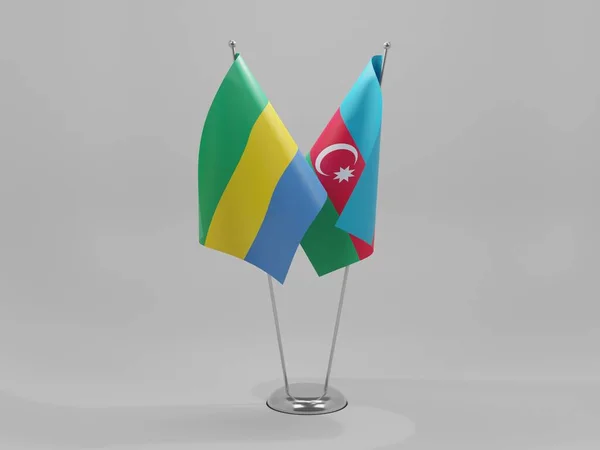 Azerbaijão Bandeiras Cooperação Gabão Fundo Branco Render — Fotografia de Stock