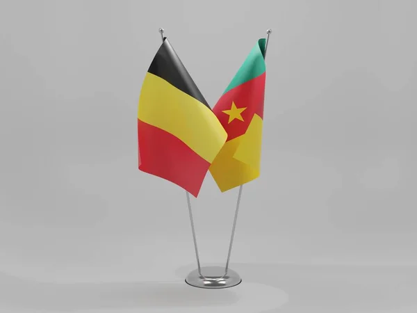 Kamerun Belgie Spolupráce Vlajky Bílé Pozadí Vykreslování — Stock fotografie