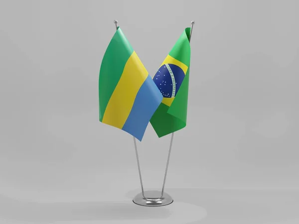 Brasil Gabón Banderas Cooperación Fondo Blanco Render —  Fotos de Stock