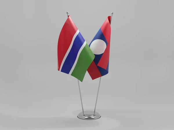 Laos Vlajky Spolupráce Hazardu Bílé Pozadí Vykreslování — Stock fotografie