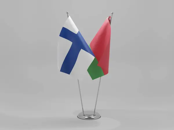 Bielorussia Finlandia Bandiere Cooperazione Sfondo Bianco Render — Foto Stock