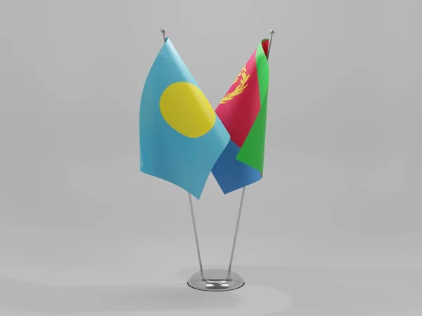 エリトリア パラオ協力旗 白背景 3Dレンダリング — ストック写真