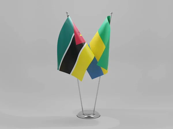 Gabon Samenwerking Mozambique Vlaggen Witte Achtergrond Render — Stockfoto