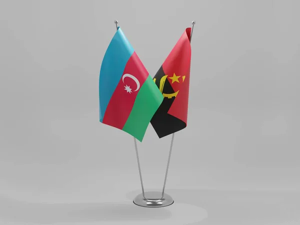 Σημαίες Συνεργασίας Αγκόλα Αζερμπαϊτζάν Λευκό Φόντο Render — Φωτογραφία Αρχείου