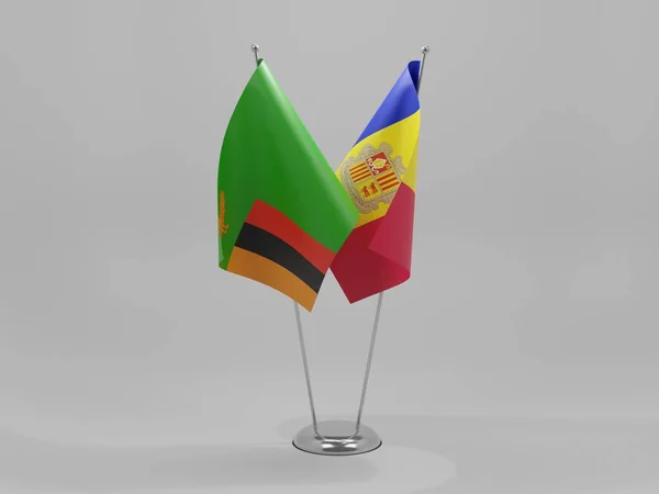 Andorra Zambijské Vlajky Spolupráce Bílé Pozadí Vykreslování — Stock fotografie
