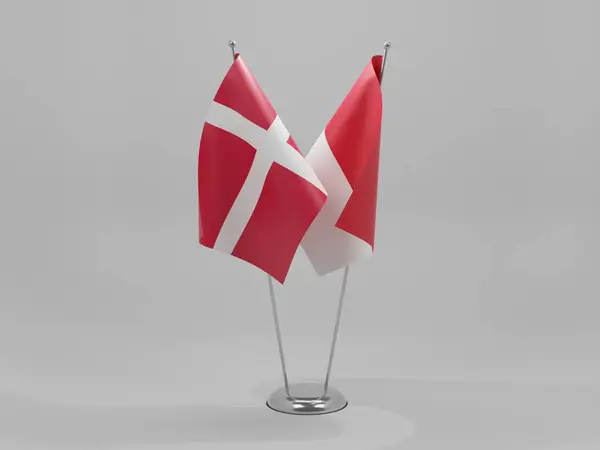 Monaco Danmark Samarbejdsflag Hvid Baggrund Render - Stock-foto