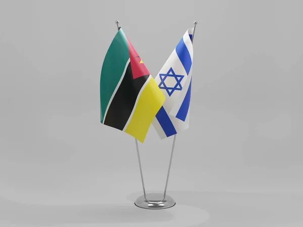 Israel Moçambique Bandeiras Cooperação Fundo Branco Render — Fotografia de Stock