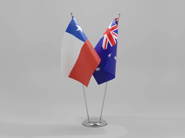 Flagi Współpracy Australia Chile Białe Tło Render — Zdjęcie stockowe
