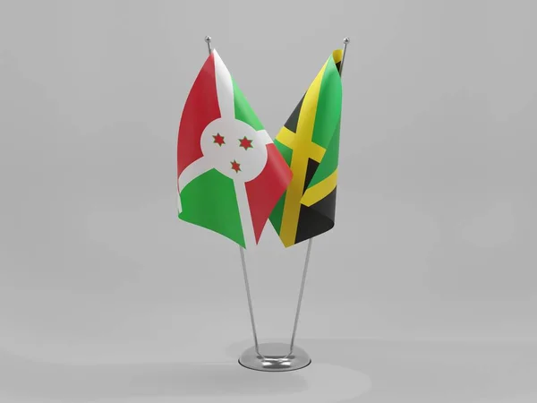 Jamaica Burundi Banderas Cooperación Fondo Blanco Render — Foto de Stock
