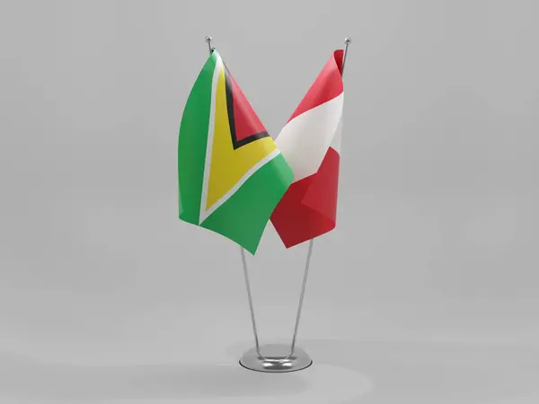 Peru Bandeiras Cooperação Guiana Fundo Branco Render — Fotografia de Stock