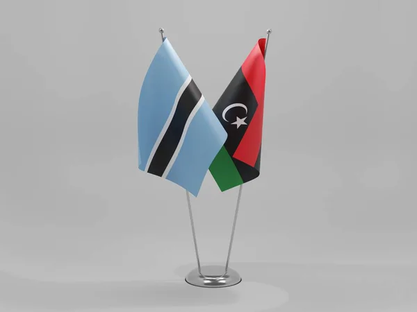 Libië Botswana Samenwerkingsvlaggen Witte Achtergrond Render — Stockfoto
