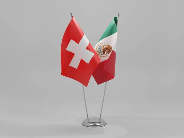Mexiko Schweiz Kooperationsfahnen Weißer Hintergrund Render — Stockfoto