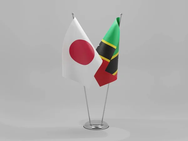 São Cristóvão Nevis Bandeiras Cooperação Japão Fundo Branco Render — Fotografia de Stock