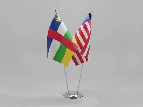 Liberia Centralafrikanska Republikens Samarbetsflaggor Vit Bakgrund Render — Stockfoto