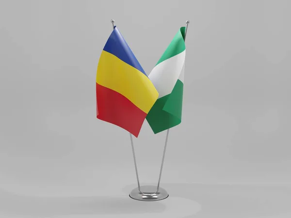 Nigeria Romania Cooperation Flags White Background Render — Stock Photo, Image