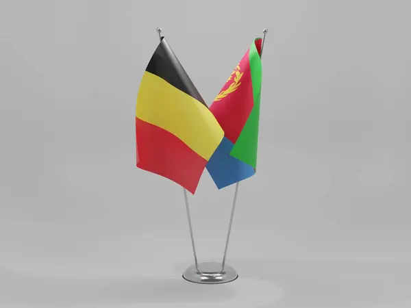 Eritrea Belgium Cooperation Flags White Background Render — Stock Photo, Image