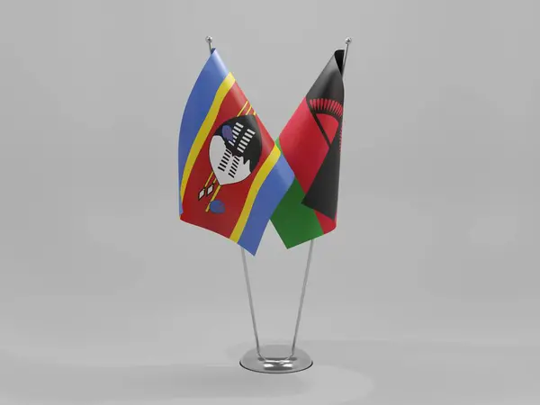 Malawi Banderas Cooperación Suazilandia Fondo Blanco Render —  Fotos de Stock