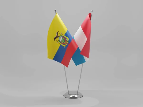 Lucembursko Vlajky Spolupráce Ekvádoru Bílé Pozadí Vykreslování — Stock fotografie