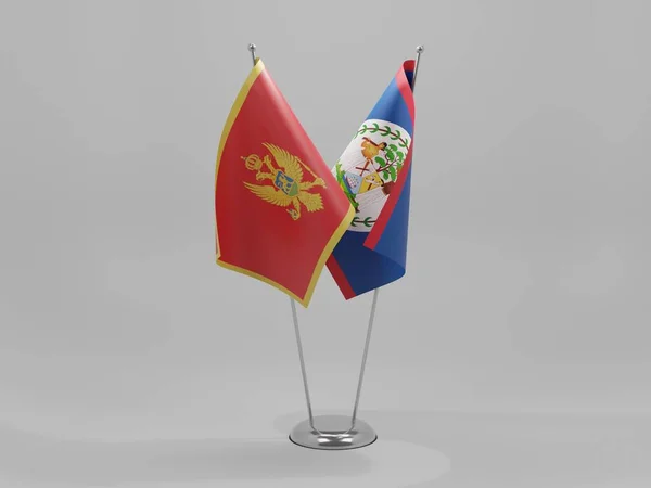 Belize Montenegro Cooperation Flags White Background Render — Stock Photo, Image