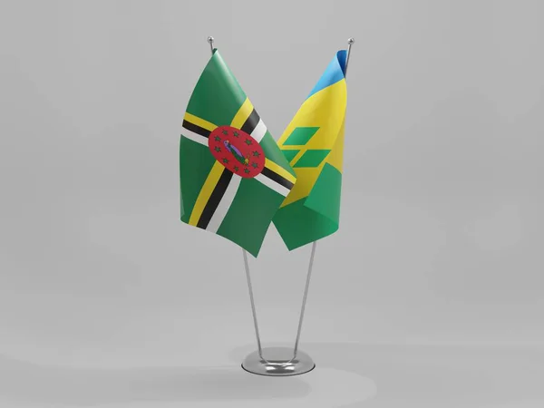 Saint Vincent Grenadine Bandiere Cooperazione Dominica Sfondo Bianco Render — Foto Stock