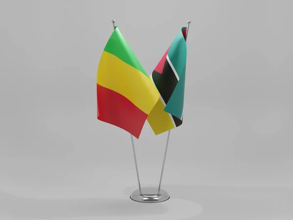 Mozambique Banderas Cooperación Malí Fondo Blanco Render —  Fotos de Stock